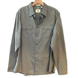 Life Khaki Men’s Sz L Army Green Organic Cotton Casual Slim Button Down Shirt